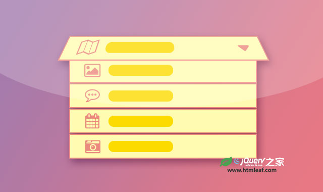 jQuery和CSS3折叠卡片式下拉列表框特效