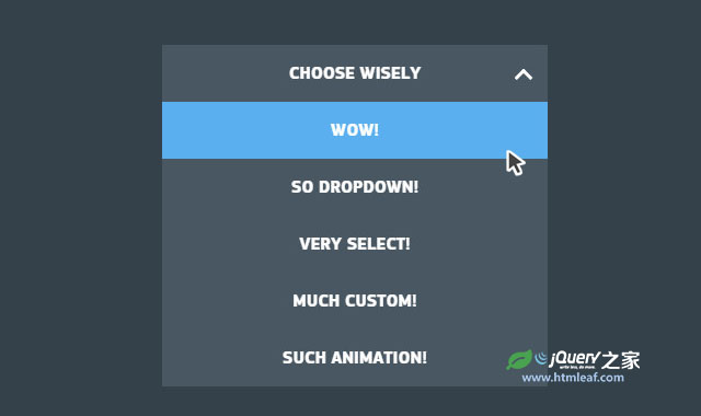 jQuery和CSS3带弹性效果的创意下拉框特效