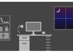 纯CSS3绘制夜晚书房电脑桌特效